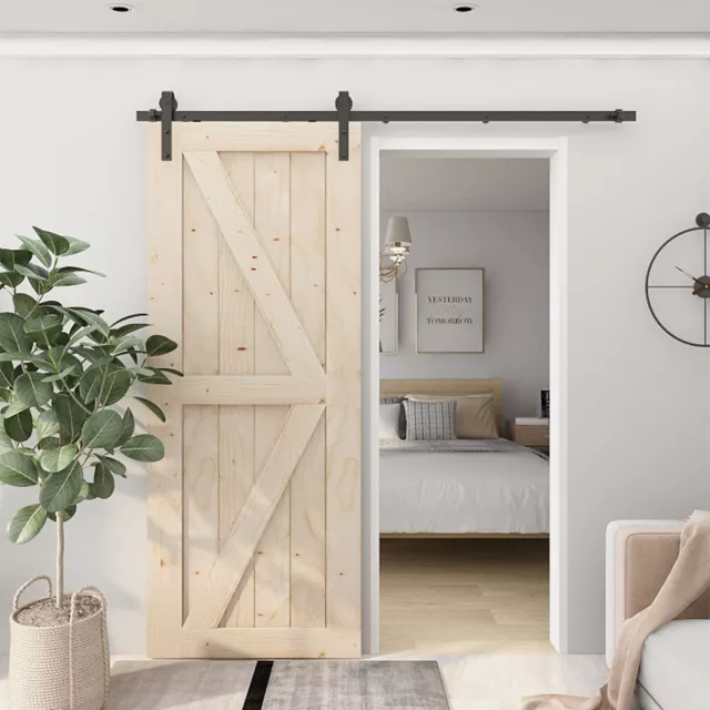 Sliding Barn Door Hardware Kit 6.6FT Modern Closet Hang Style Track Rail Black 10