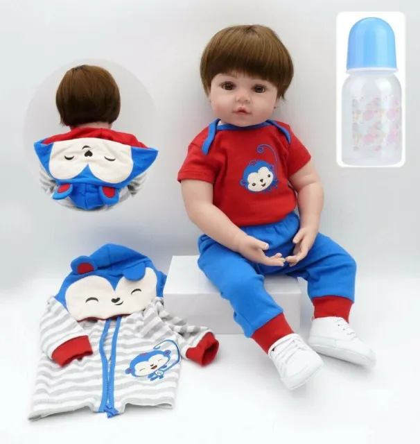19" Reborn Dolls Soft Silicone Vinyl Handmade Realistic Newborn Baby Gift Toy UK