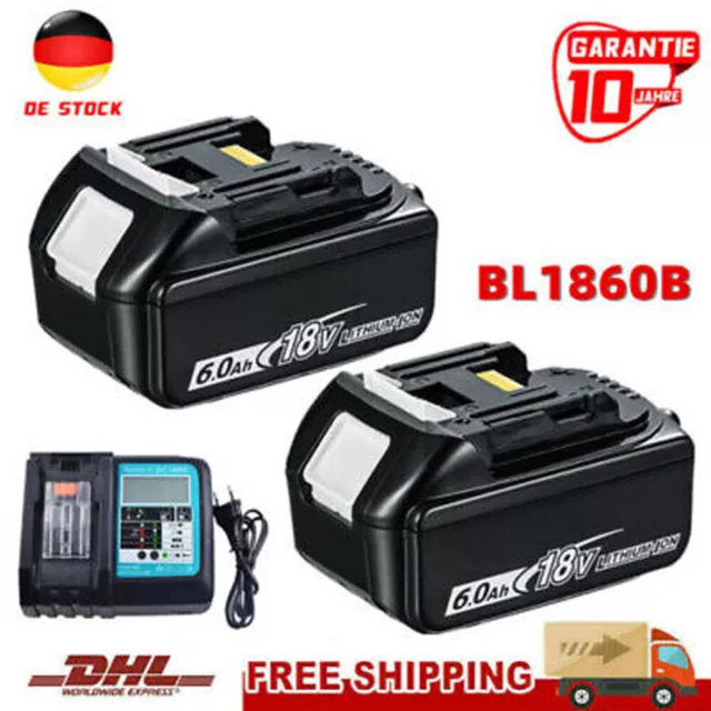 2X 6.0AH  für Makita Akku 18V LXT Li-ion BL1860B BL1850B BL1830B BL1840B