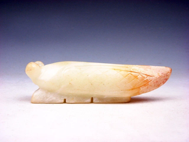 Old Nephrite Jade Stone Carved Sculpture Bug Cicada #11052301