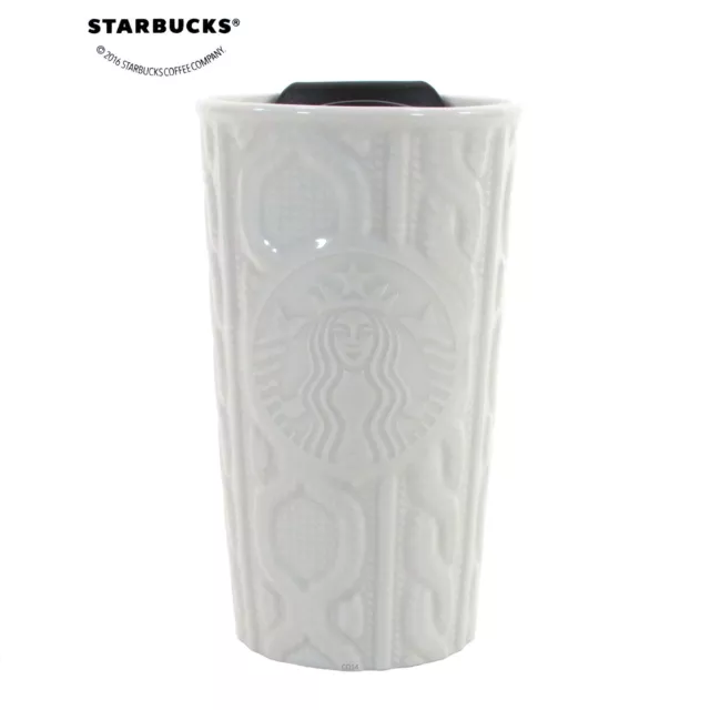 Starbucks Coffee CABLE KNIT SWEATER - SIREN 10oz Travel Mug Tumbler White 2016