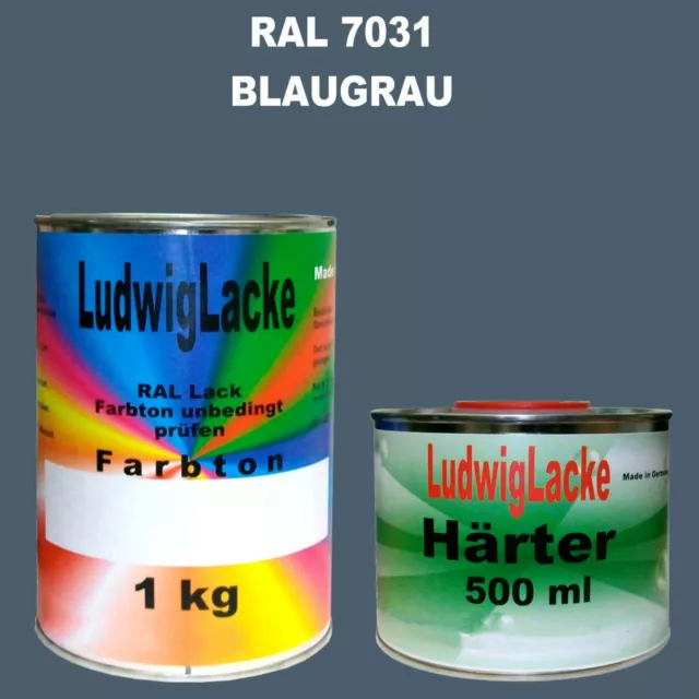 RAL 7031 Blaugrau Acryllack 1,5 kg Set RAL Lack Glänzend mit Härter Best