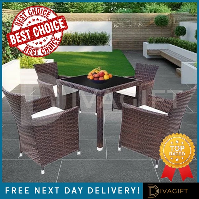 4 SEATER RATTAN Garden Dining Set Furniture Seating Table Patio Outdoor