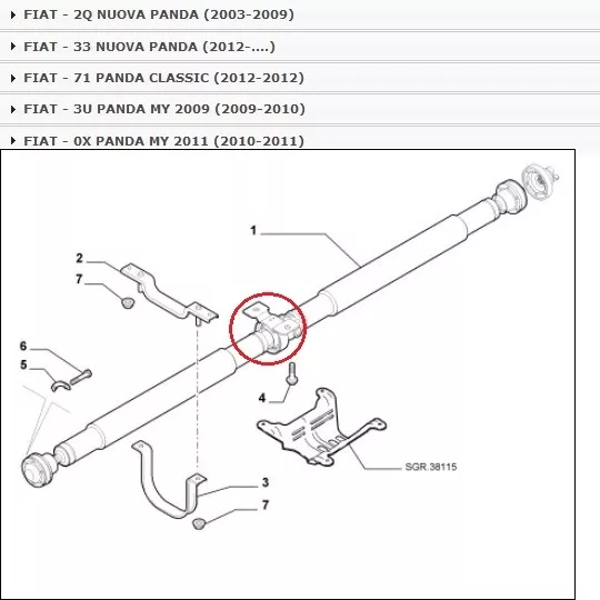 SUPPORTO ALBERO TRASMISSIONE FIAT PANDA 169 4x4 DAL 2003 PER 55222107 2