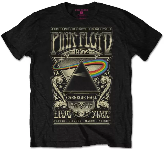 Pink Floyd 'Carnegie Hall Poster' (Nero) T-Shirt (Plus Sizing) - UFFICIALE!