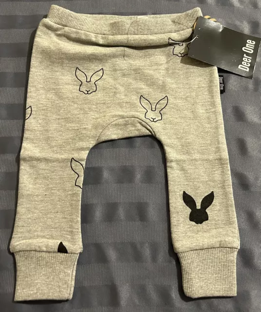 Baby Girls Deer One Grey Marle Legging Pants Size 3 - 6 Months Organic BNWT