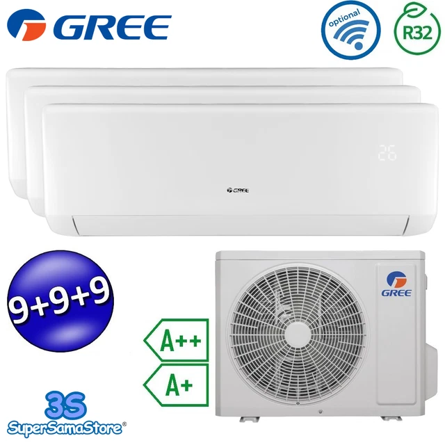 3S Climatiseur Bora Plus Trial Split Inverter 9000+9000+9000 Btu Gree R32 A++/A+