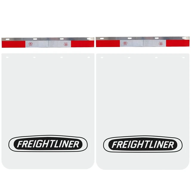 24" Mud Flaps and Reflector Strips for Semi-truck Trailer Heavy-duty Truck White