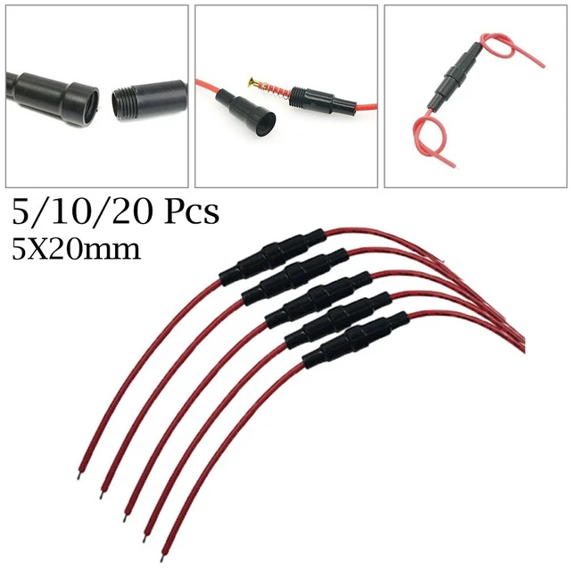 Lot De 10 Porte-Fusibles AGC Vis En Ligne 5x20 Mm – 16 AWG – 15A 250V – Protection Électronique & Appareils
