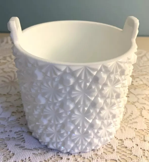 Vtg.Fenton White Milk Glass-Daisy & Button Pattern-Lidded Candy Dish/Ice Bucket 3