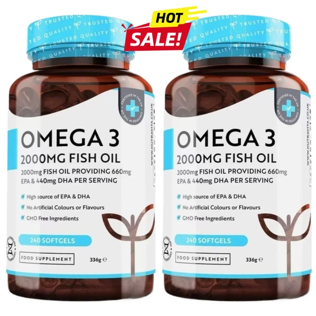 2PACK OMEGA 3 2000mg High Strength – EPA DHA for Normal Heart ...
