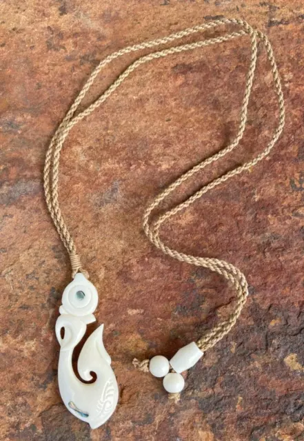 Hawaiian Design Jewelry Squid Carved Bone Pendant Necklace/Choker # 35244 2