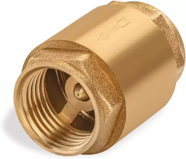 1/2" NPT Brass Check Valve - One-Way Backflow Preventer for Plumbing, Heating