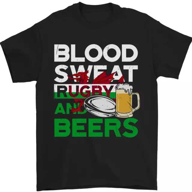 Blood Sweat Rugby and Beers Wales Funny Mens T-Shirt 100% Cotton