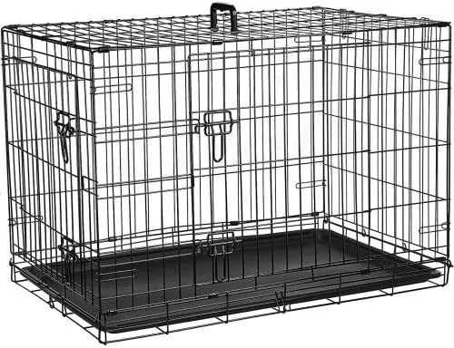 Caja para perro jaula grande para perro cachorro jaula para mascotas con 2 puertas fácil limpieza extraíble