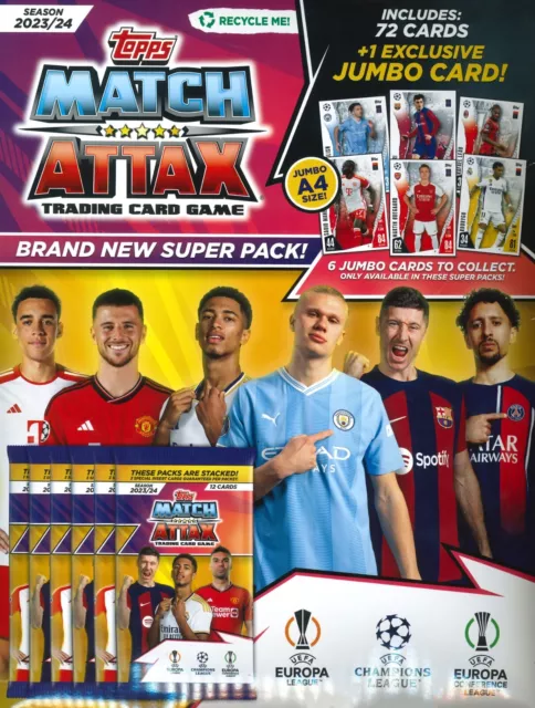 Match Attax Football UEFA Ligue 2024, Super Paquet Inclut 72 Cartes