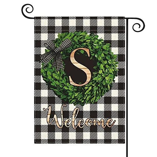 colorlife Monogram Letter S Garden Flag 12x18 Inch Double Sided Outside...