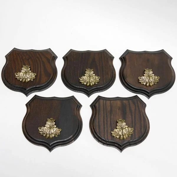 5x Wappenschilder Jabalí Af 15cm Escudo de Trofeo Hoja de Roble Portada Pequeño 3