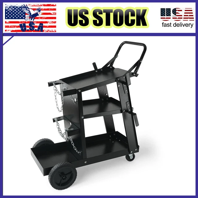 VEVOR Welding Cart 3-Tier 400 LBS Welder Welding Cart with 360° Swivel Wheels