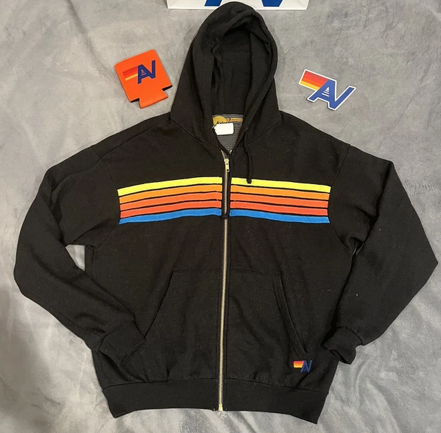 NWT AVIATOR NATION 5 Stripe Relaxed black Hoodie Small 276.89