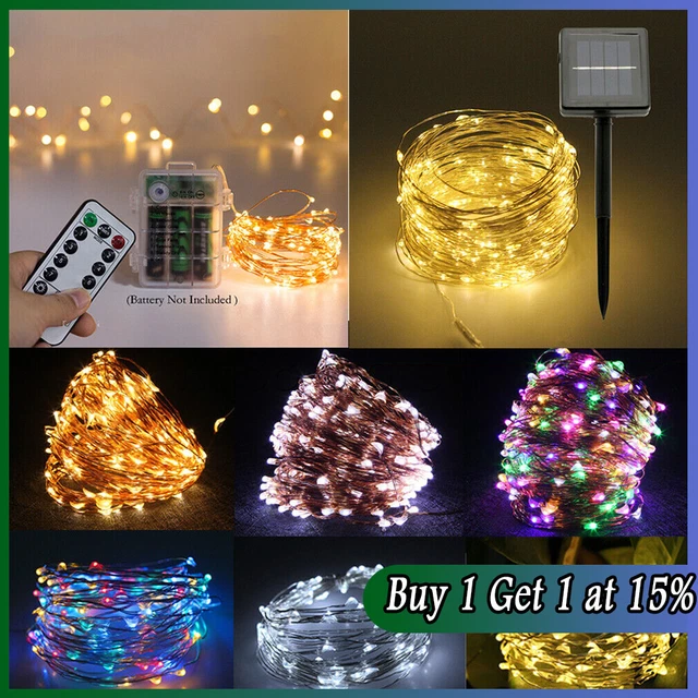 LED Solar String Lights Waterproof Copper Wire Fairy Christmas Garden Outdoor