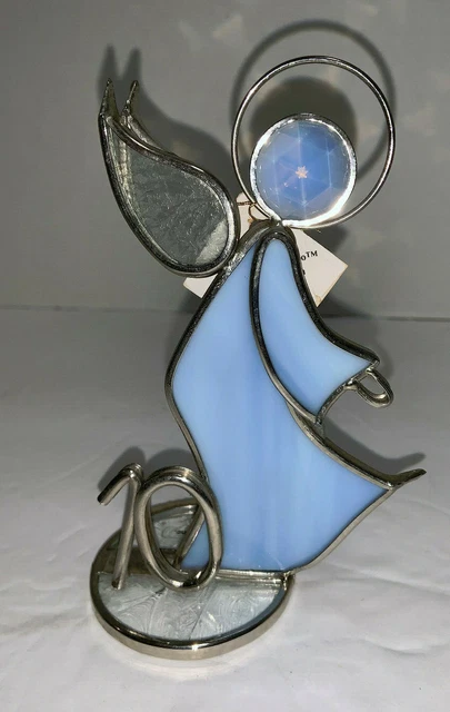 Vintage 1982 The Glass House BIRTHDAY ANGEL COLLECTION # 10 Blue Stained Glass