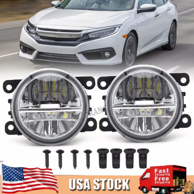 For Honda Civic 2016 2017 2018 2019 2020 2021 H11 LED Bumper Fog Light Lamp Pair