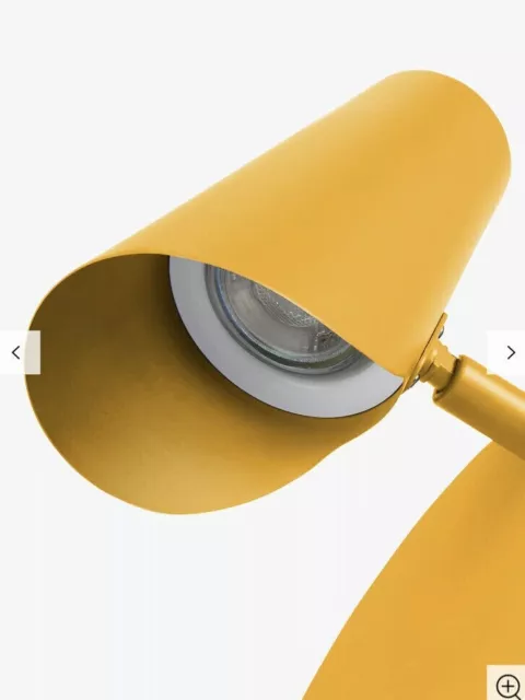 Lámpara de tarea con clip de rebote acabado amarillo mostaza mate nueva en caja John Lewis ahorra espacio
