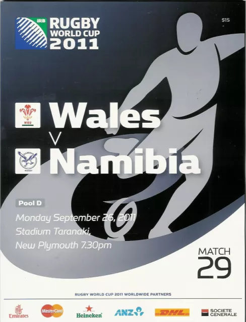 WALES v NAMIBIA RUGBY WORLD CUP 2011 PROGRAMME MATCH no 29