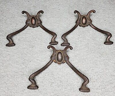 Antique Hall Seat / Tree Cast Copper Double Hooks Lot of 3