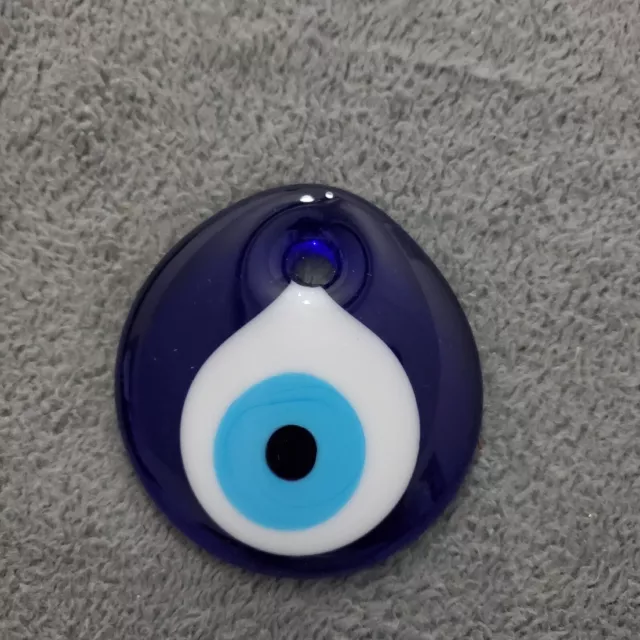 3" Nazar Boncugu Turkish Blue Evil Eye Glass Round Pendant Bead Artisan Handmade