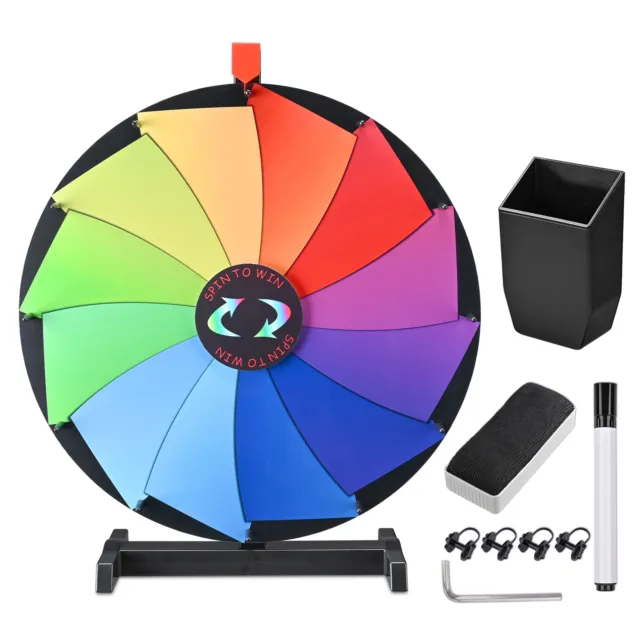 24" Tabletop Color Prize Wheel 12 Slots Editable Spin Game Trade Show Carnival