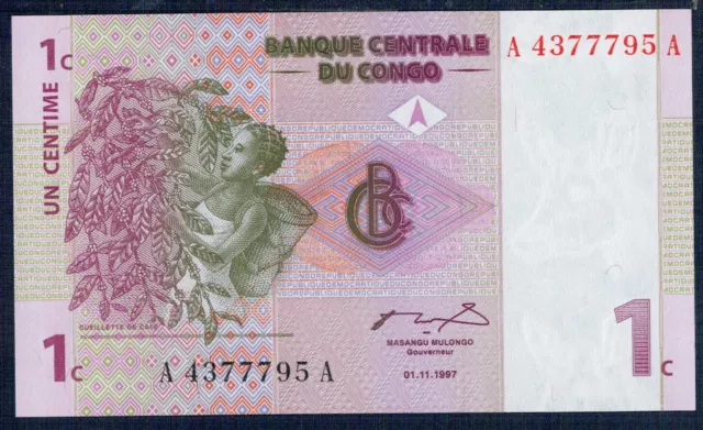 Congo 1 Cent 1997 P.M. N°80 Uncirculated Of Print - Gian 7