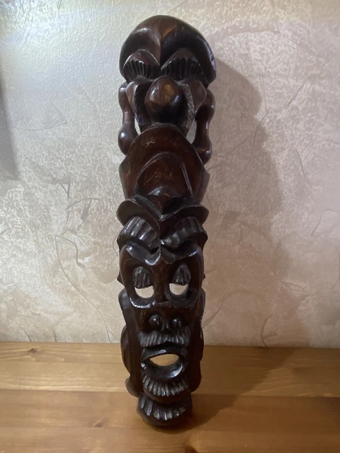 Amazing African Carved Wooden Mask Ebony Wood Unusual