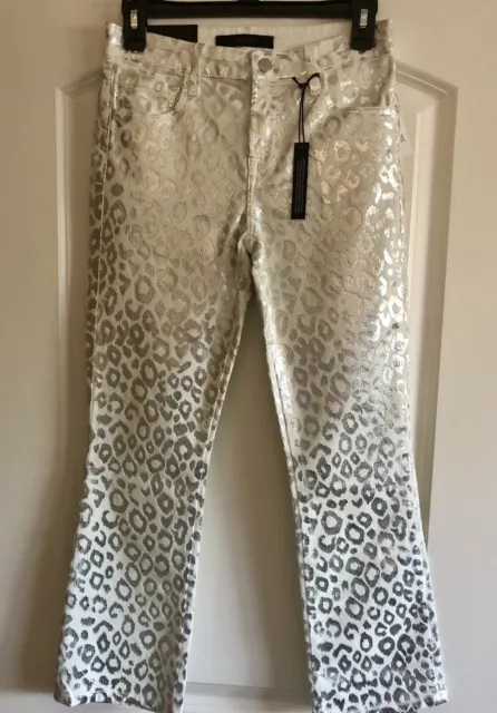 J Brand Selena Mid-rise Cropped Boot-cut Jeans Snow Leopard Size 25 - NWT$ 298