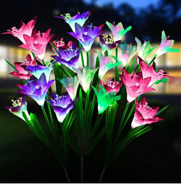 6-Pack Solar Flower Lights with 4 Bigger Solar Garden Lights Outdoor Decorative