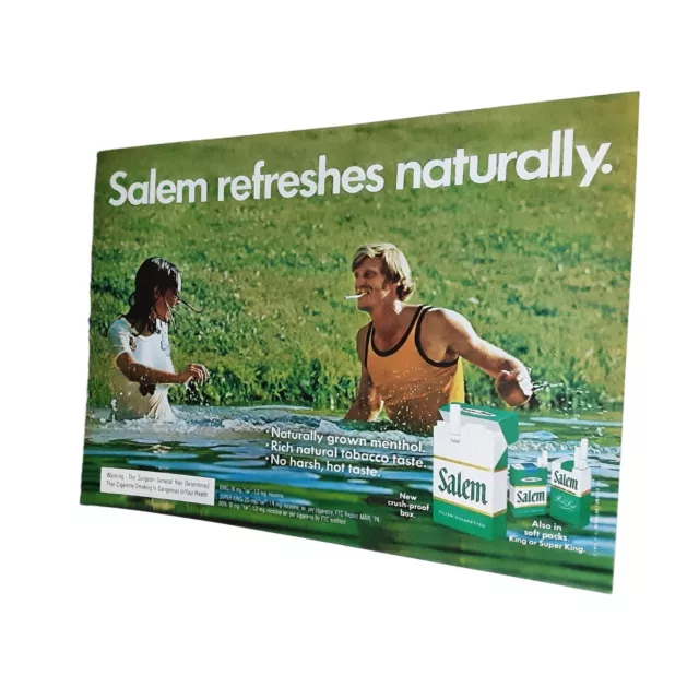 1974 Salem Cigarettes Refreshes Naturally Original Print Ad Vintage