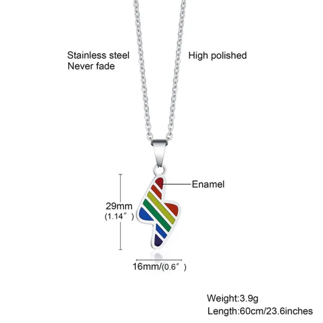 New Stainless Steel Rainbow Lightning Earrings Pendant Gay And Lesbian Necklace