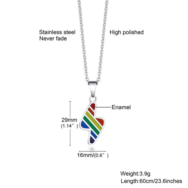New Stainless Steel Rainbow Lightning Earrings Pendant Gay And Lesbian Necklace