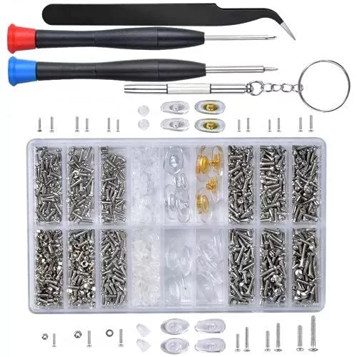 Pinsheng Kit Riparazione Occhiali 1000 pezzi Viti per Occhiali Kit con Dadi p...