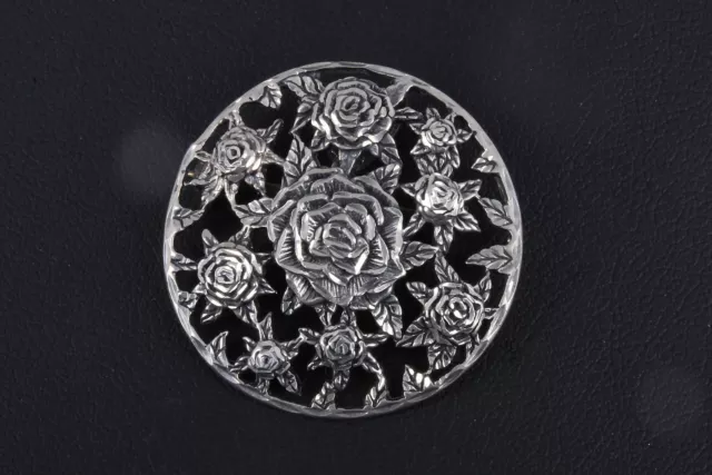 Sterling Silver Floral Vintage Pendant/ Brooch 925 Fine 3115