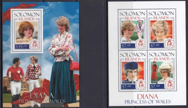 Solomon Islands: MUH Mini Sheet set of 2: 2013 Diana Princess of Wales