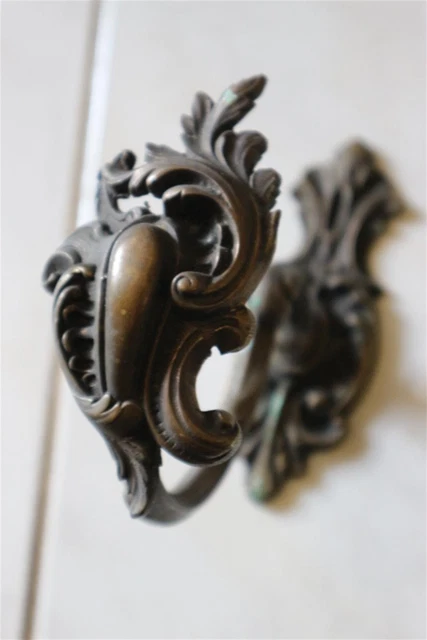 Paire D'embrasses De Rideaux 19ème Rocaille Bronze Doré - Crochet Porte-manteau Déco