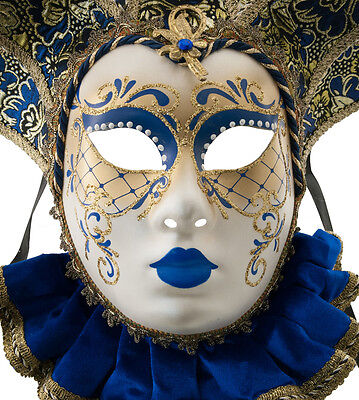 Mask from Venice Volto Jolly IN Bavaria Blue And Golden 7 Spikes Muse 1600 2
