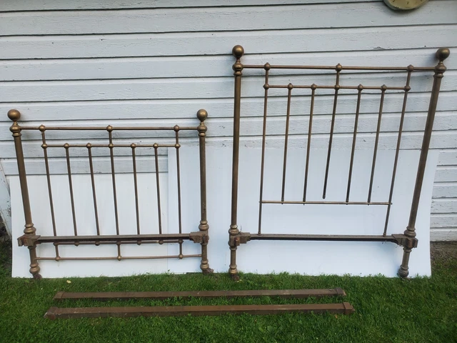 Antique Full Double Brass Bed Frame Early 1900's