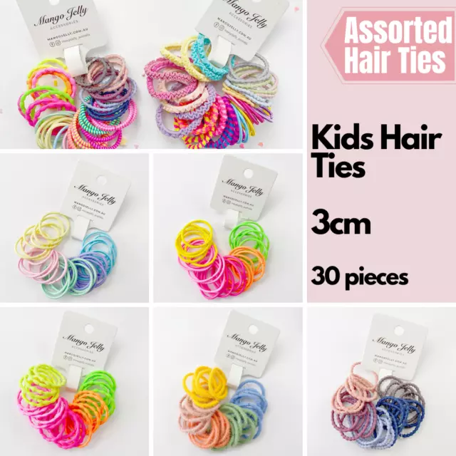 Kids Hair ties Elastic ponytail holder Seamless 3CM assorted bundles