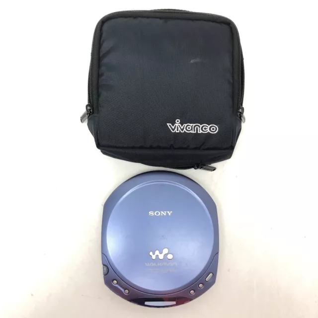 Sony Walkman D-E220 CD Player Blue Portable ESP MAX Screen Music Black Case -CP