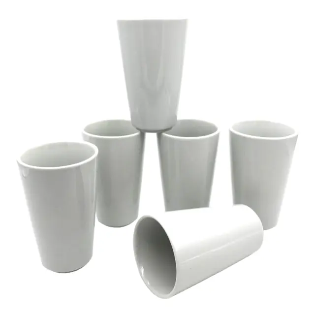 Trinkbecher konisch 6 Stück Tassen Porzellan konisch Tasse ohne Henkel B-Ware