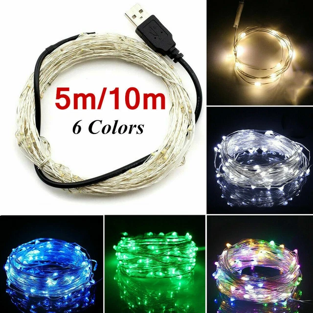 USB Connector LED String Fairy Lights 5/10M 50/100LEDs Copper Wire Party Decor