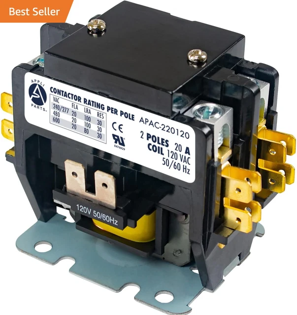 Appli Parts APAC-220120 Heavy Duty 2 Poles Contactor 20 Amp 120 Volts Coil Repl